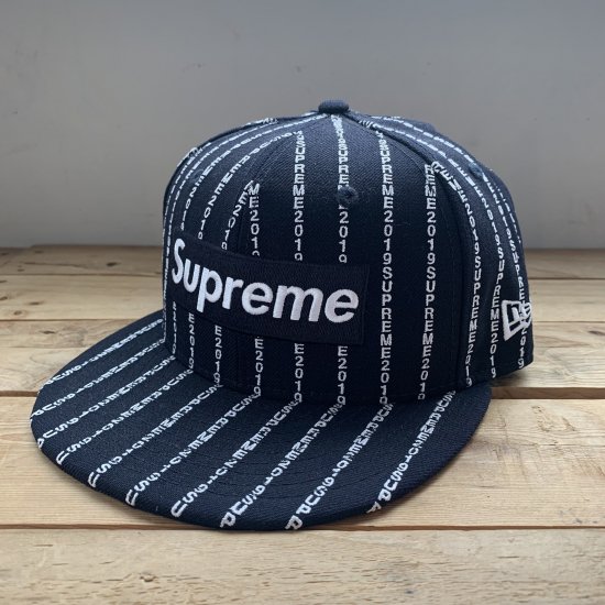 Supreme x New Era Text Stripe Box Logo Cap Navy - New York Storage
