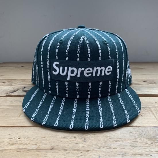 supreme Text Stripe New Era 7 5/8 Box 紺