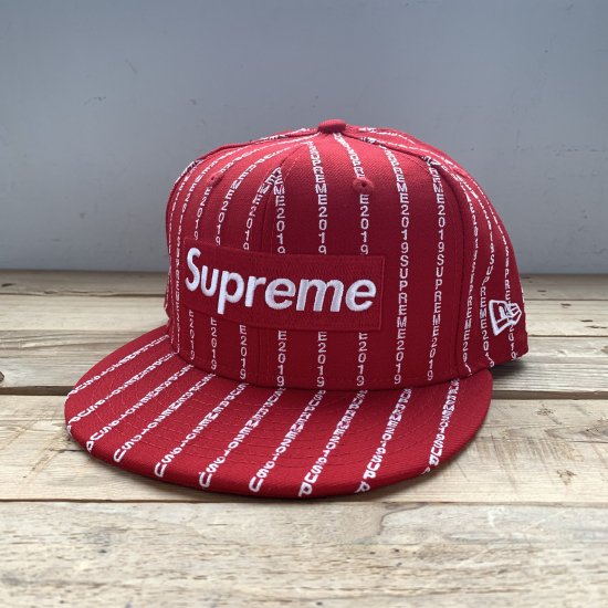 Supreme x New Era Text Stripe Box Logo Cap Red - New York Storage