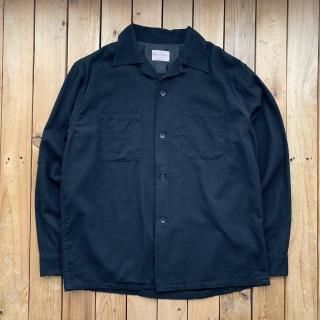 Town Craft  50S Black Loop Collar Shirt Light Cotton Nel