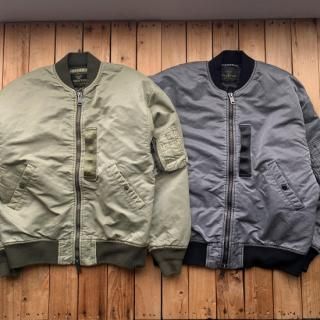 Houston Pigment Dye Relax MA-1 Flight Jacket Black, Olive