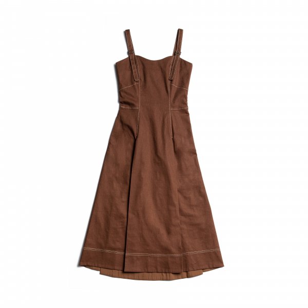 AMYER - Linen Mix Jumper Skirt(Brown)