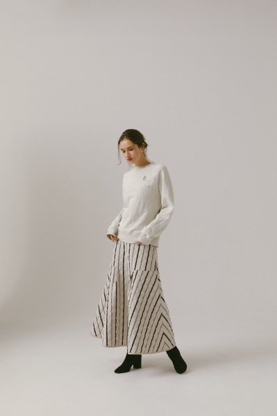 AMYER - Quilting Flare Skirt（Stripe）