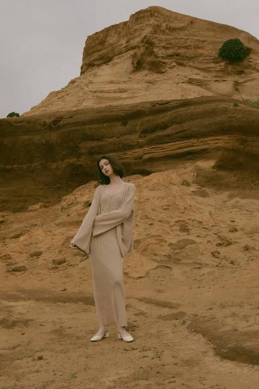 Knit Cardigan Set One-Piece(Beige) - RIELLE riche Knit Cardigan Set One-Piece(Beige) - RIELLE riche
