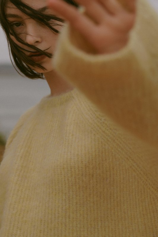 Mohair Blend Knit Pullover(Yellow)