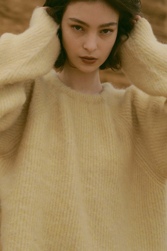Mohair Blend Knit Pullover(Yellow)