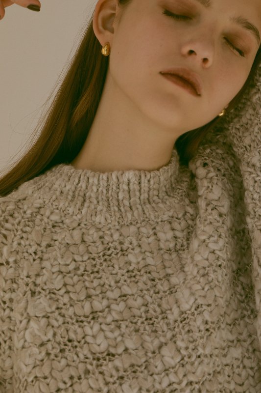 Fancy Yarn Knit Pullover(Ivory)