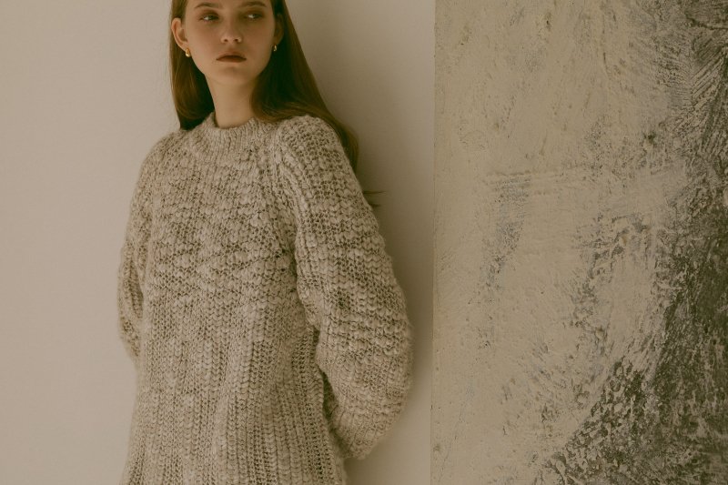 Fancy Yarn Knit Pullover(Ivory)