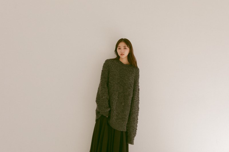Fancy Yarn Knit Pullover(Black)