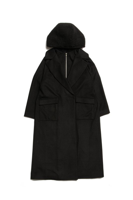 Hood Boa Chester Coat(Black) - RIELLE riche