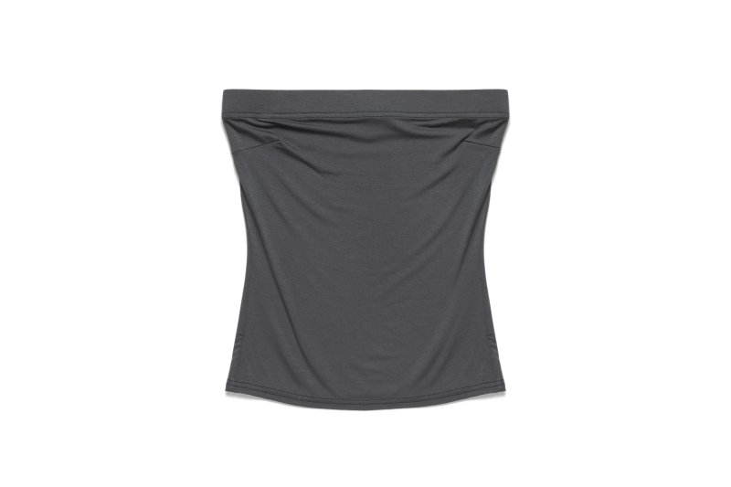 Square Neck Sheer Pullover(Charcoal Gray)