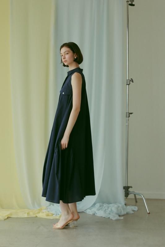 ロングシャツワンピース（ネイビー）