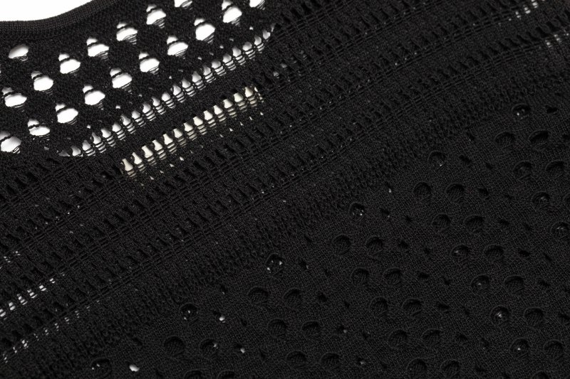 Crochet Style Mesh Knit One-Piece(Black)
