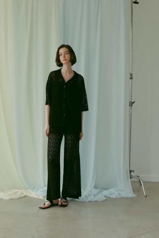 クロシェスタイルメッシュニットセットアップ（ブラック）