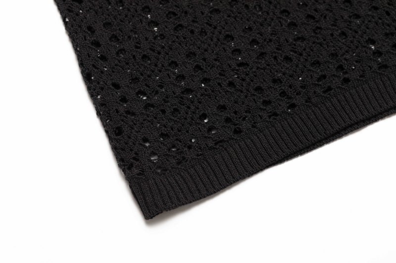 Crochet Style Mesh Knit Set Up(Black)