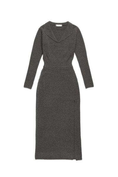RIELLE riche - Collar Knit One-Piece(Charcoal Gray)