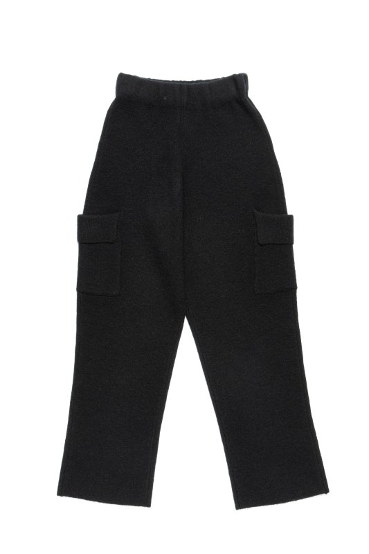 Patch Pocket Knit Straight Pants(Black)