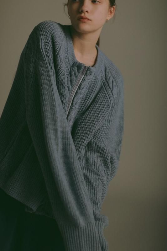 RRL ケーブルニット カーディガン Lサイズ グレー ケーブル編みニットカーディガン[kz128] | レディース