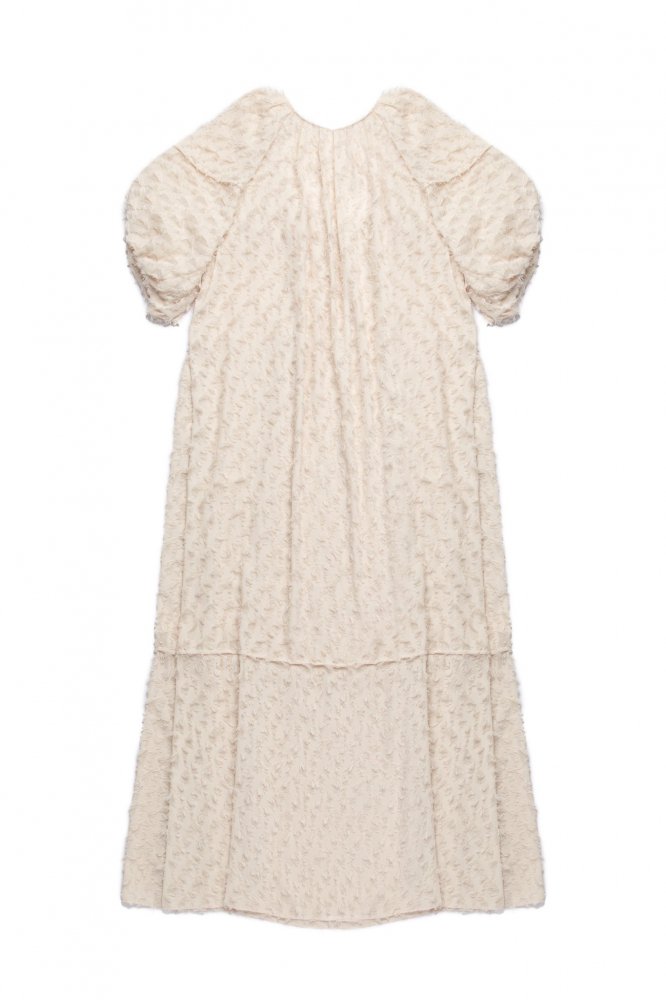 RIELLE riche - Jacquard Puff Sleeves One-Piece(Ivory)