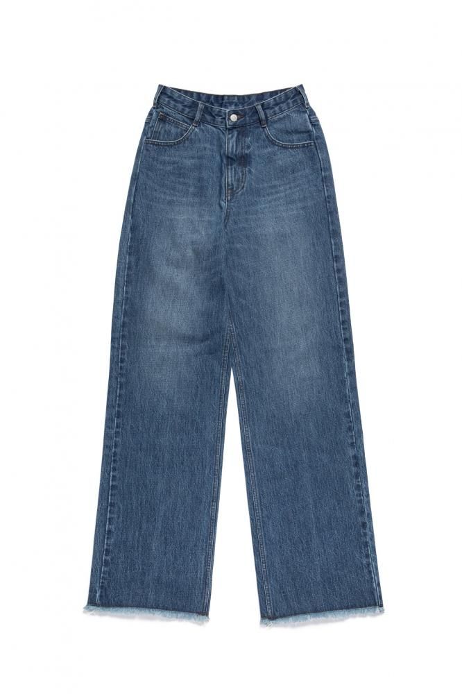 RIELLE riche - Fringe Straight Denim Pants(Navy)