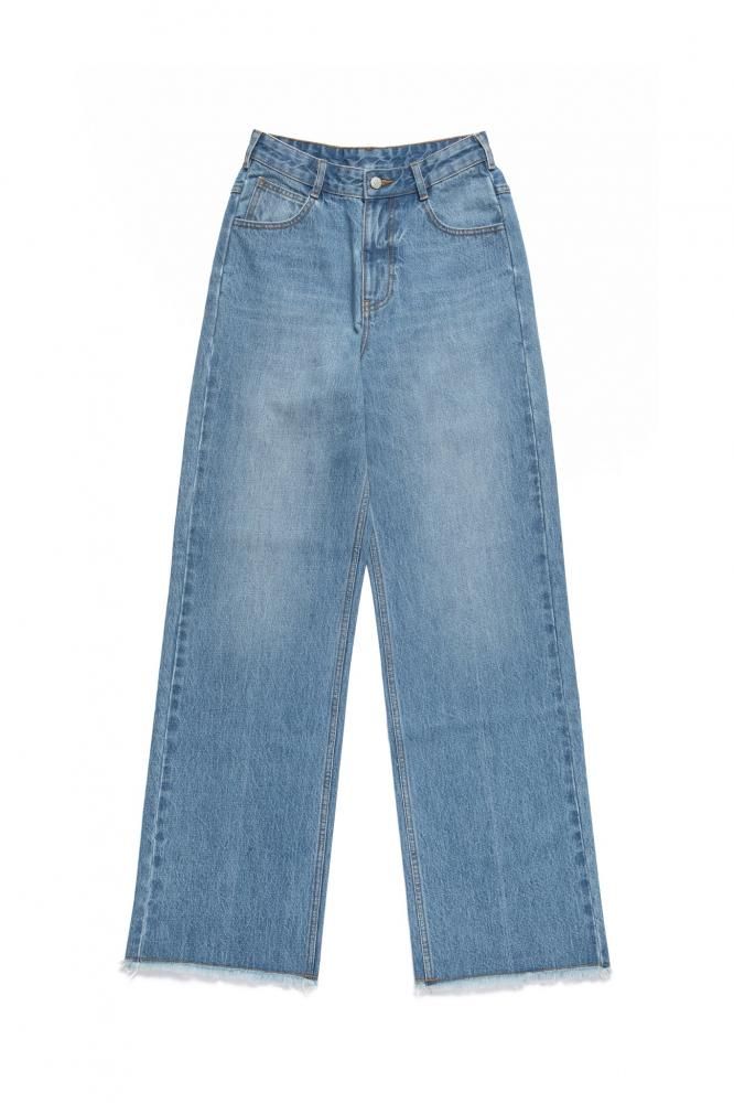 RIELLE riche - Fringe Straight Denim Pants(Light Blue)