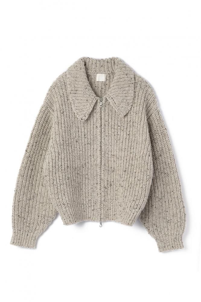 RIELLE riche - Low Count Yarn Knit Tops(Beige Mix)