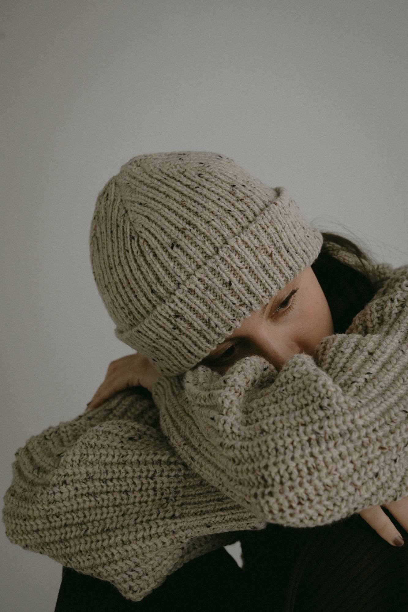 ローカウントヤーンニットハット（ベージュミックス）