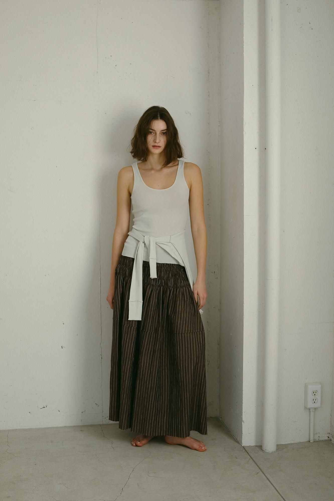 Rielle Riche Shirring Long Skirt ホワイト Rielle Riche Shirring Long Skirt ホワイト MOUSSY | SHIRRING