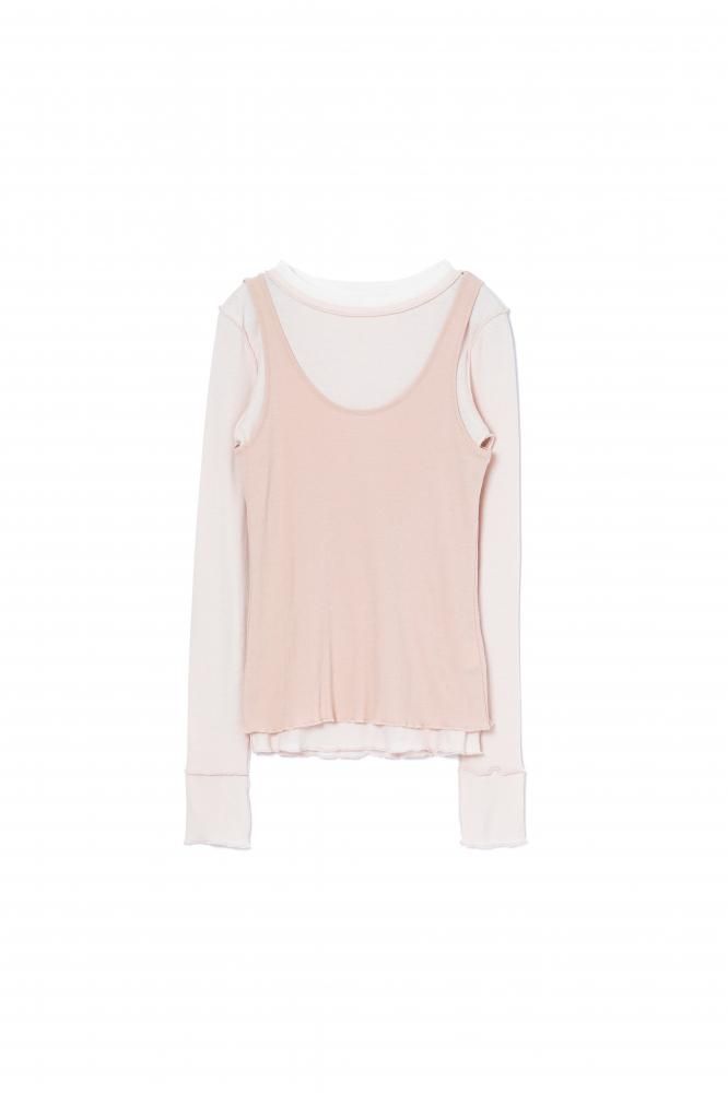 RIELLE riche - Layered Tank Top & Long T-shirt(Pink)