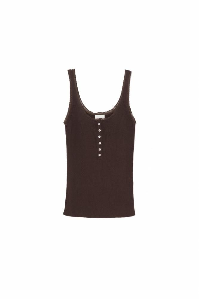 RIELLE riche - Lace Knit Tank Top(Brown)