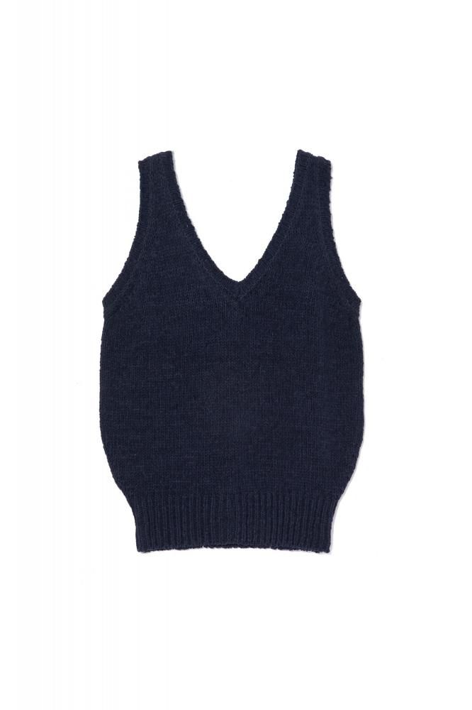 RIELLE riche - Tape Yarn Knit Tank Top(Navy)
