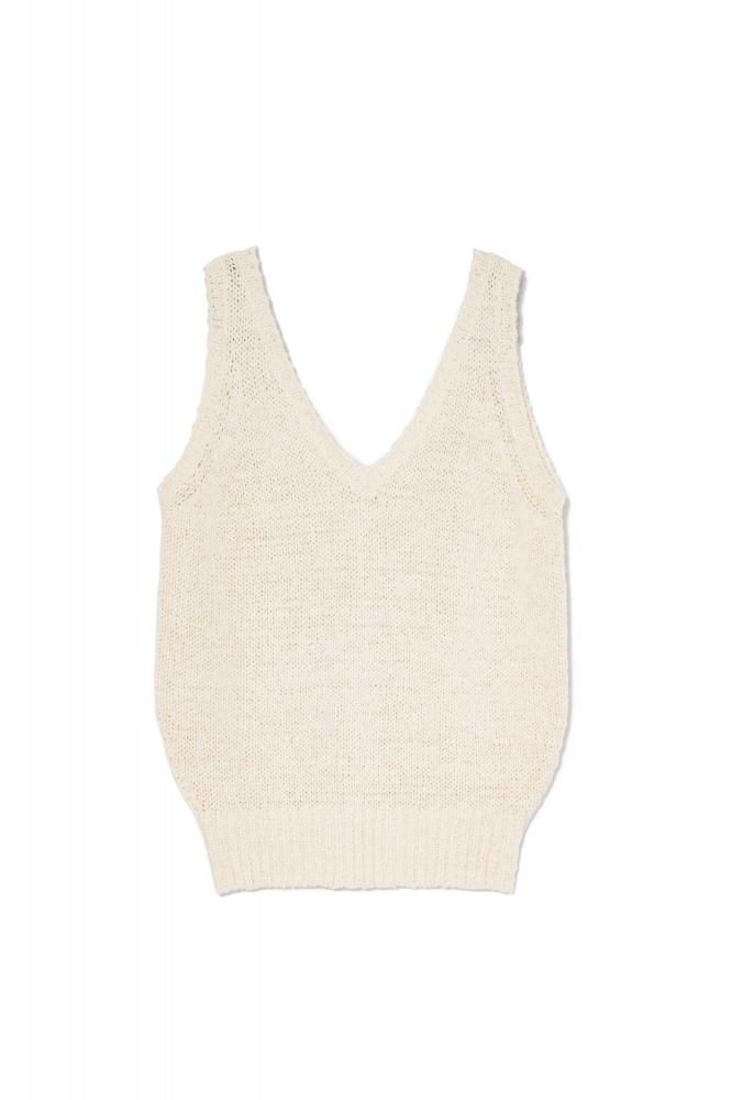RIELLE riche - Tape Yarn Knit Tank Top(Ivory)