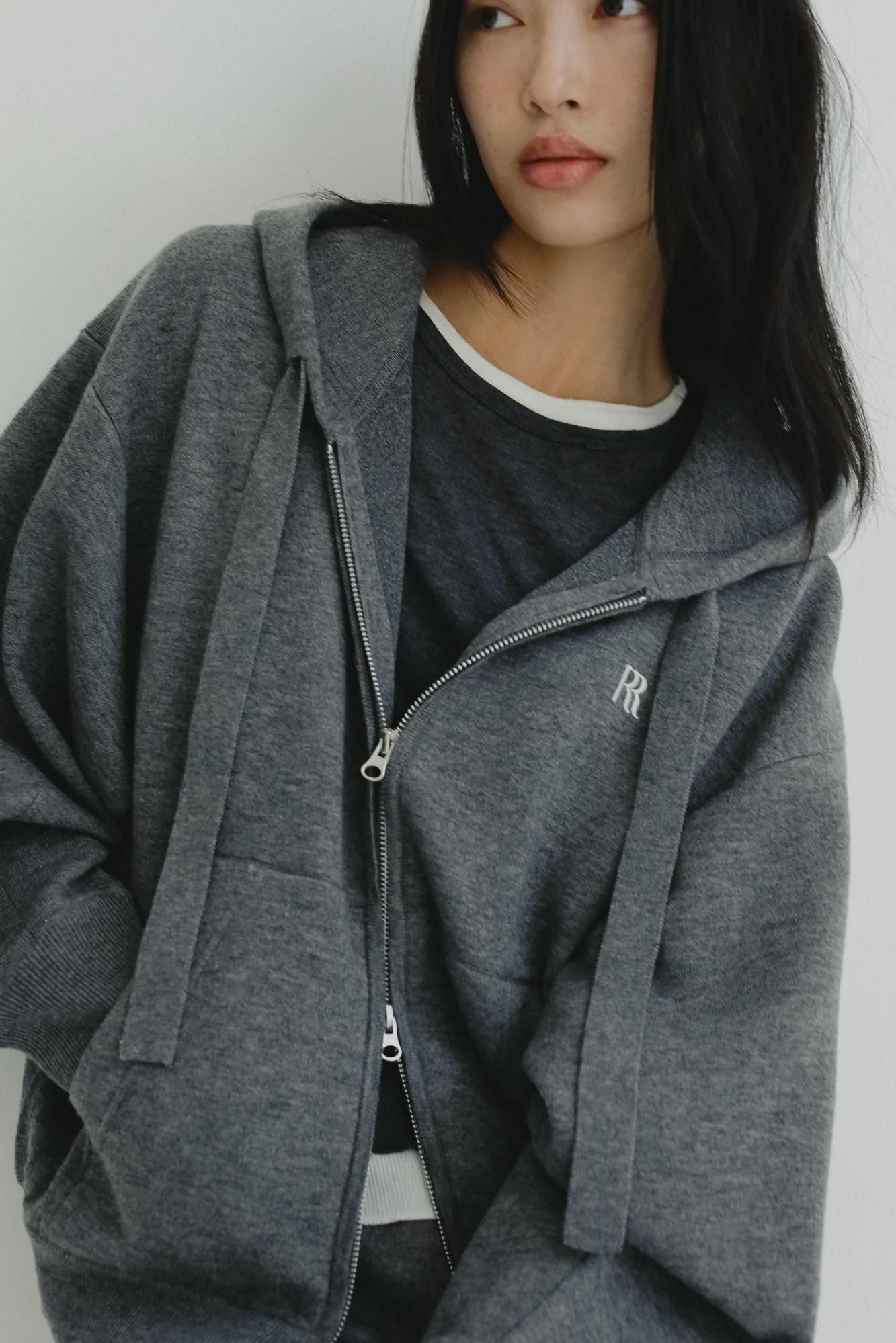 ニットフーディ（グレー）