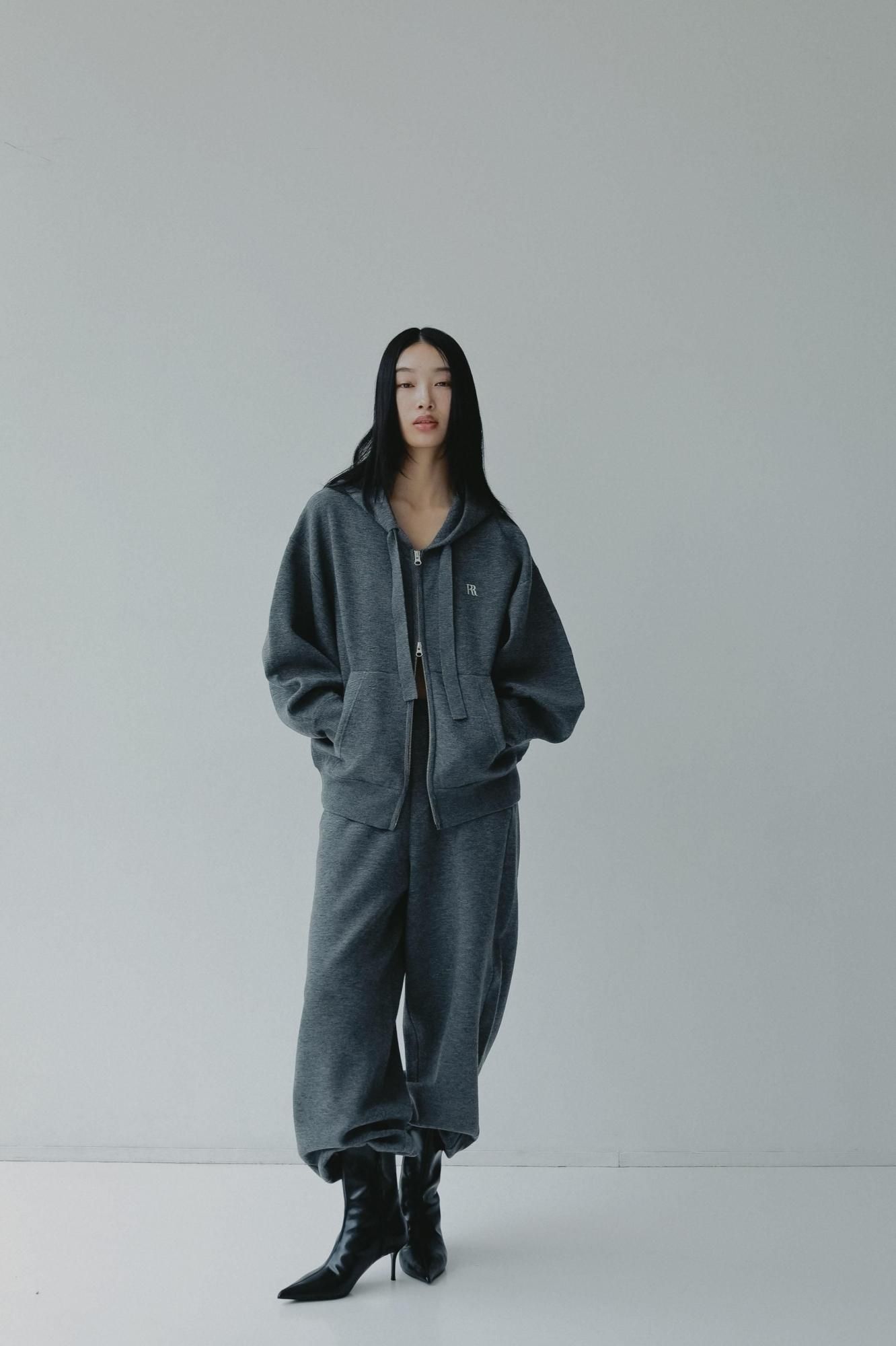 ニットフーディ（グレー）