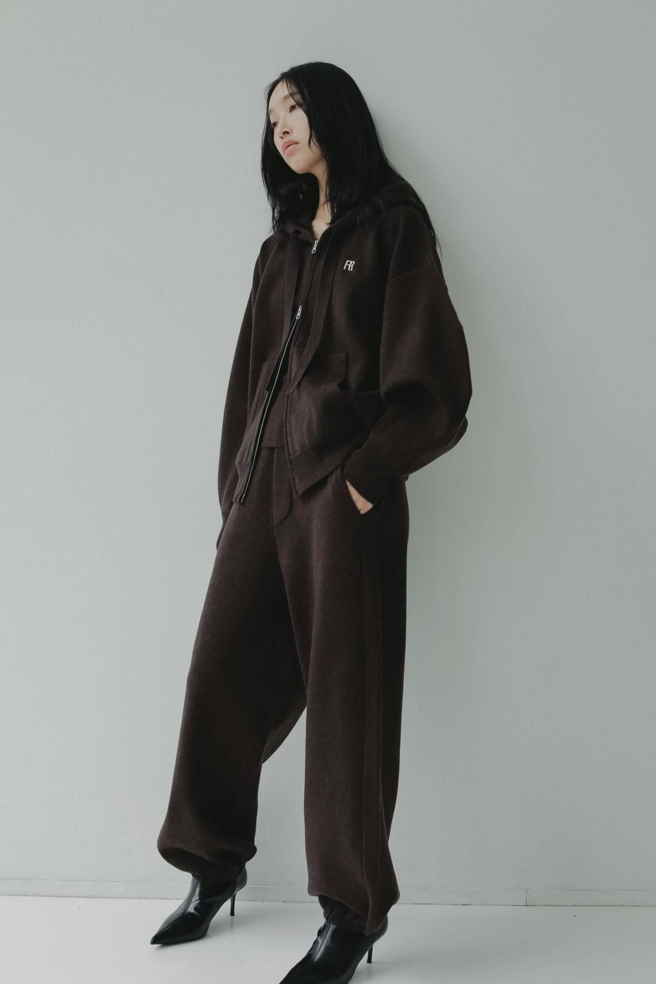 トップス RIELLE RICHE Knit Hoodie/Sweat Pants ニットフーディ（ブラウン）