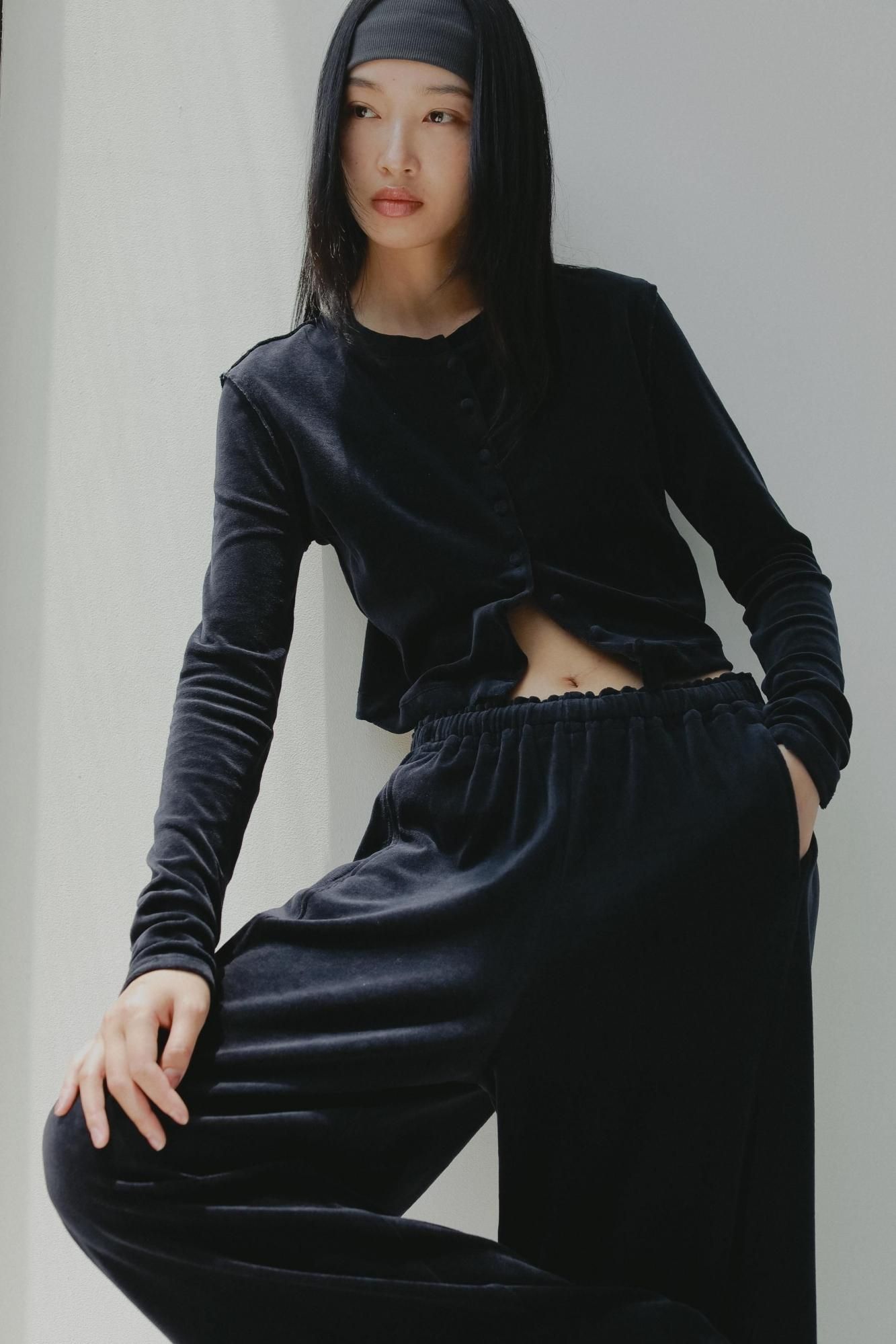 ベロアカーディガン（ネイビー）