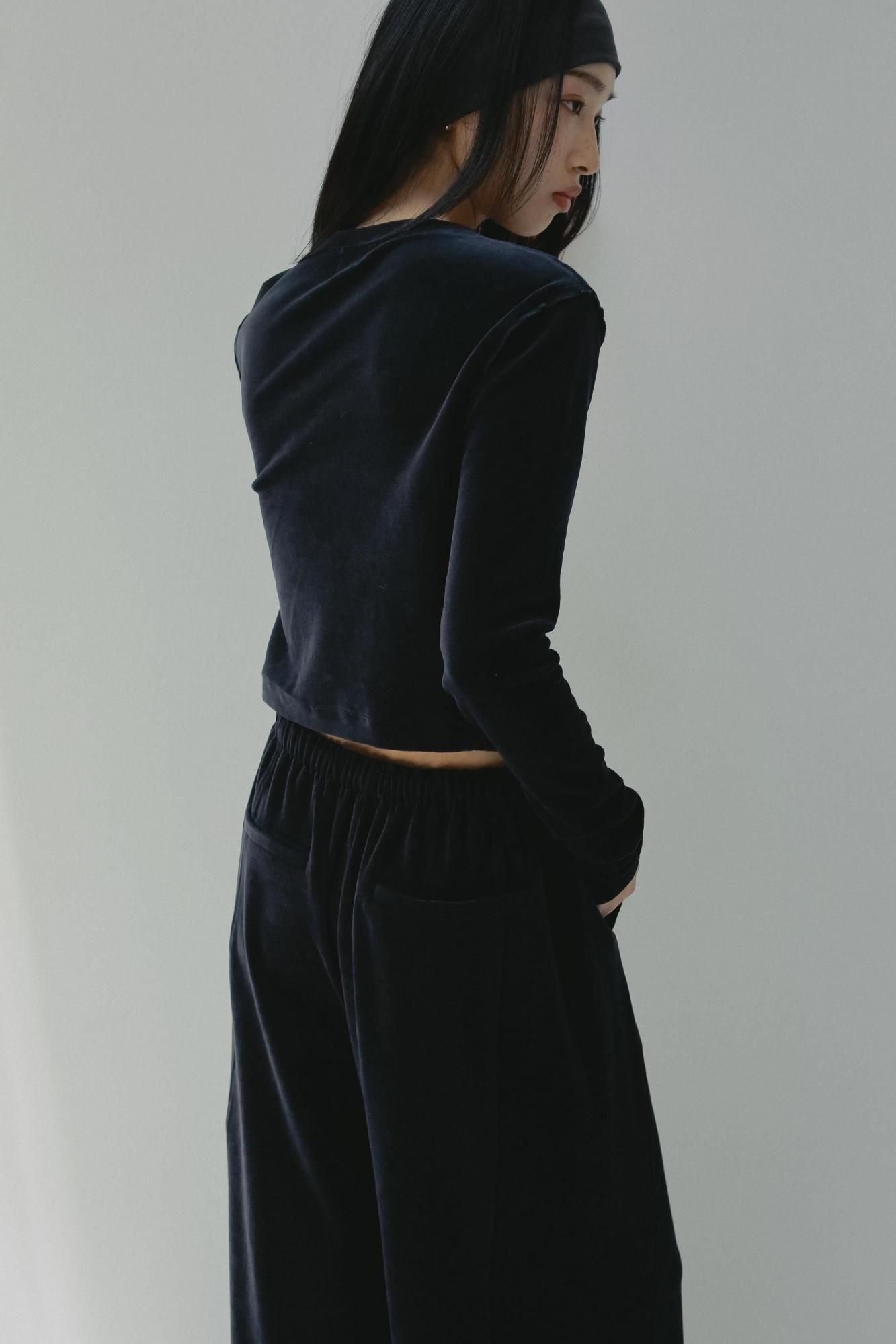 ベロアカーディガン（ネイビー）