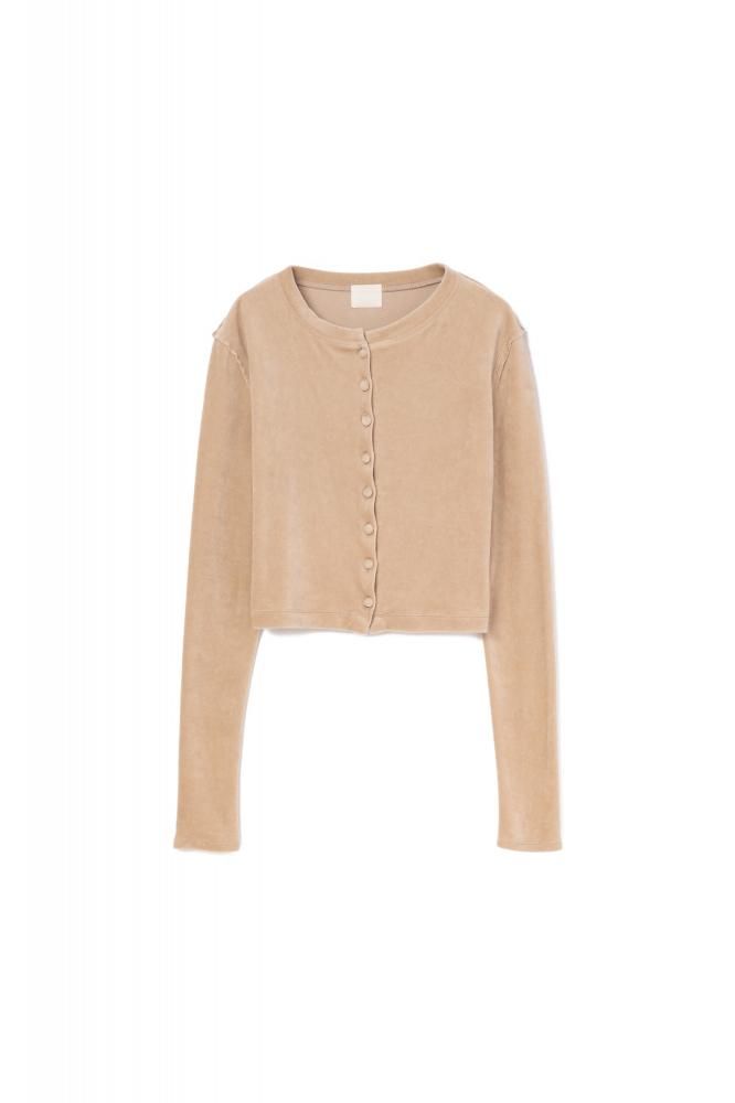 RIELLE riche - Velour Cardigan(Beige)