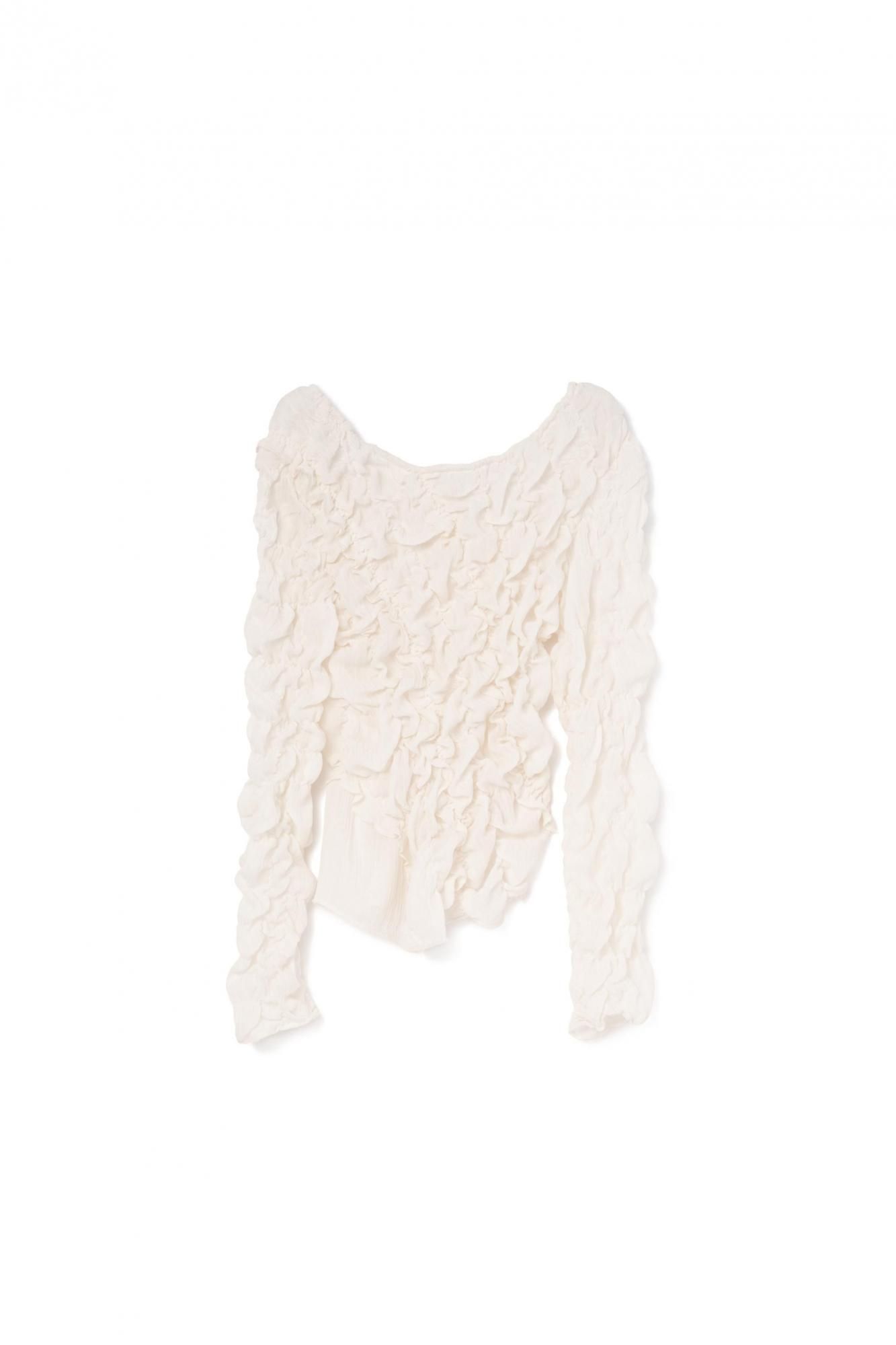 【新品】リエルリシェShirring Long Sleeve Tops シャーリングロングスリーブトップス（アイボリー）