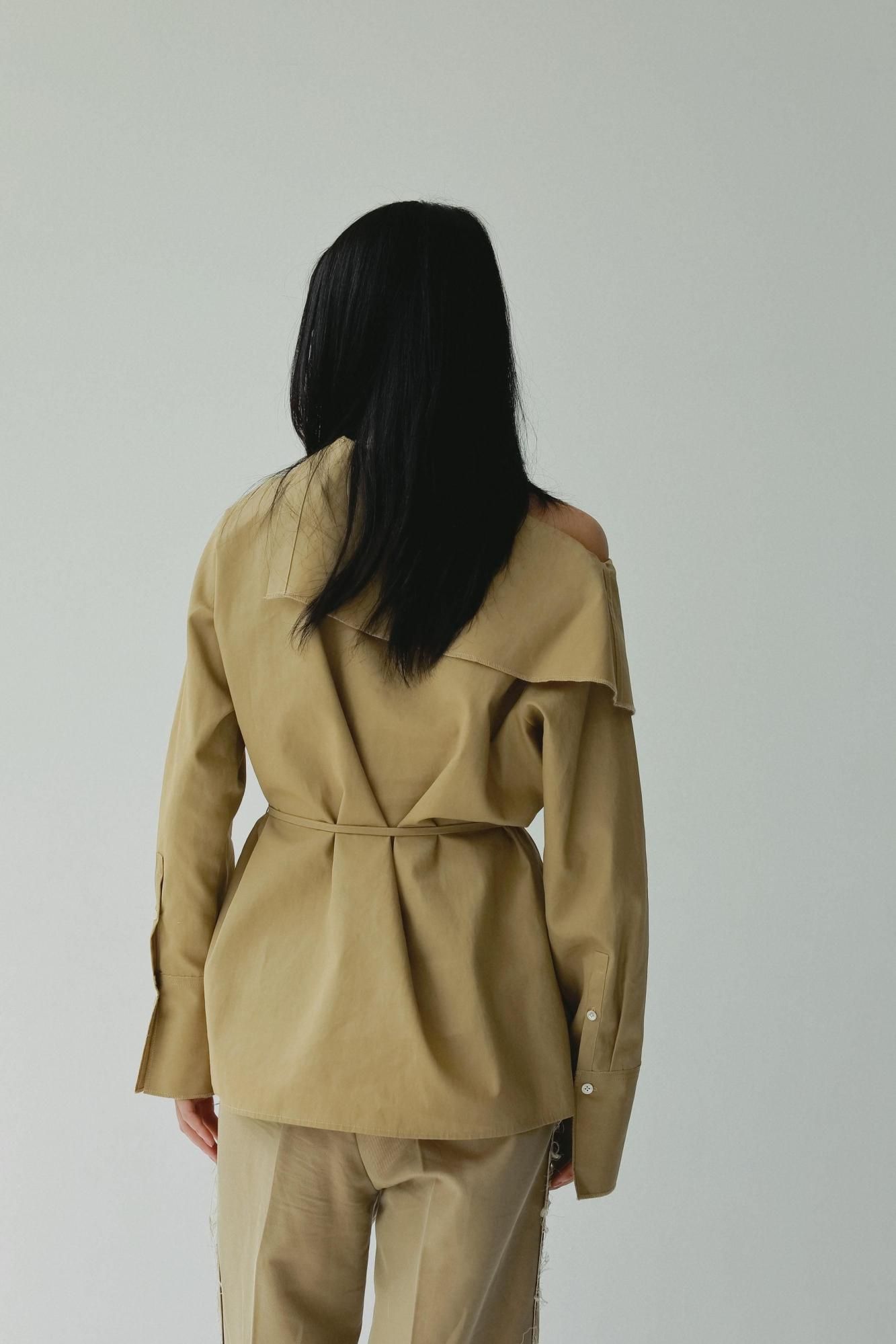 美品☆エンフォルド ブラウス アシンメトリー 変形カラー 変形袖 スイッチヘム ENFOLD - ASYMMETRY-COLLAR BLOUSE / ブラウス / ホワイト