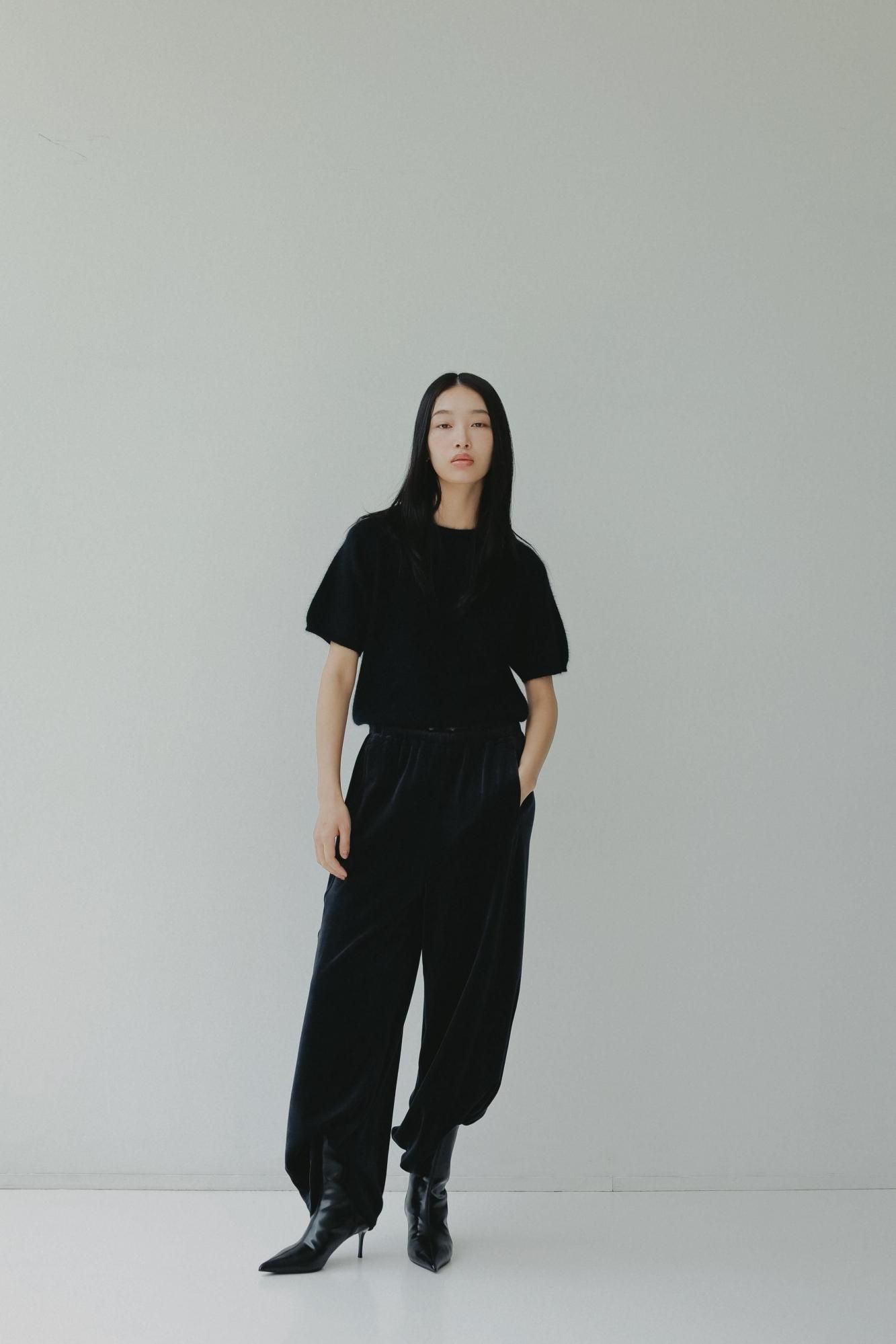 SUKALA クロップドニットトップ Mネイビー SUKALA クロップドニットトップ Mネイビー SUKALA クロップド