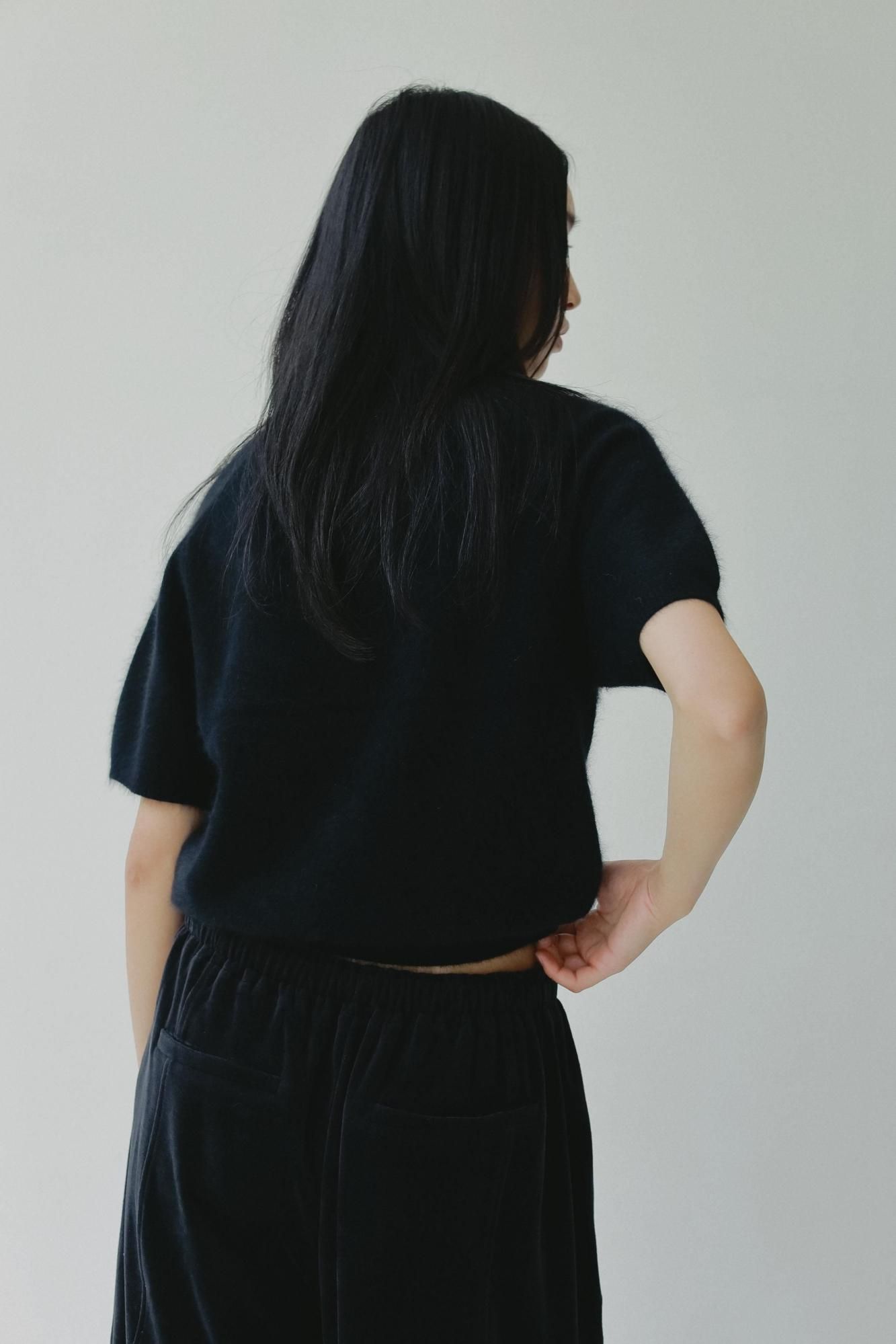 フラッフィーフォックスミックスショートスリーブニットトップス