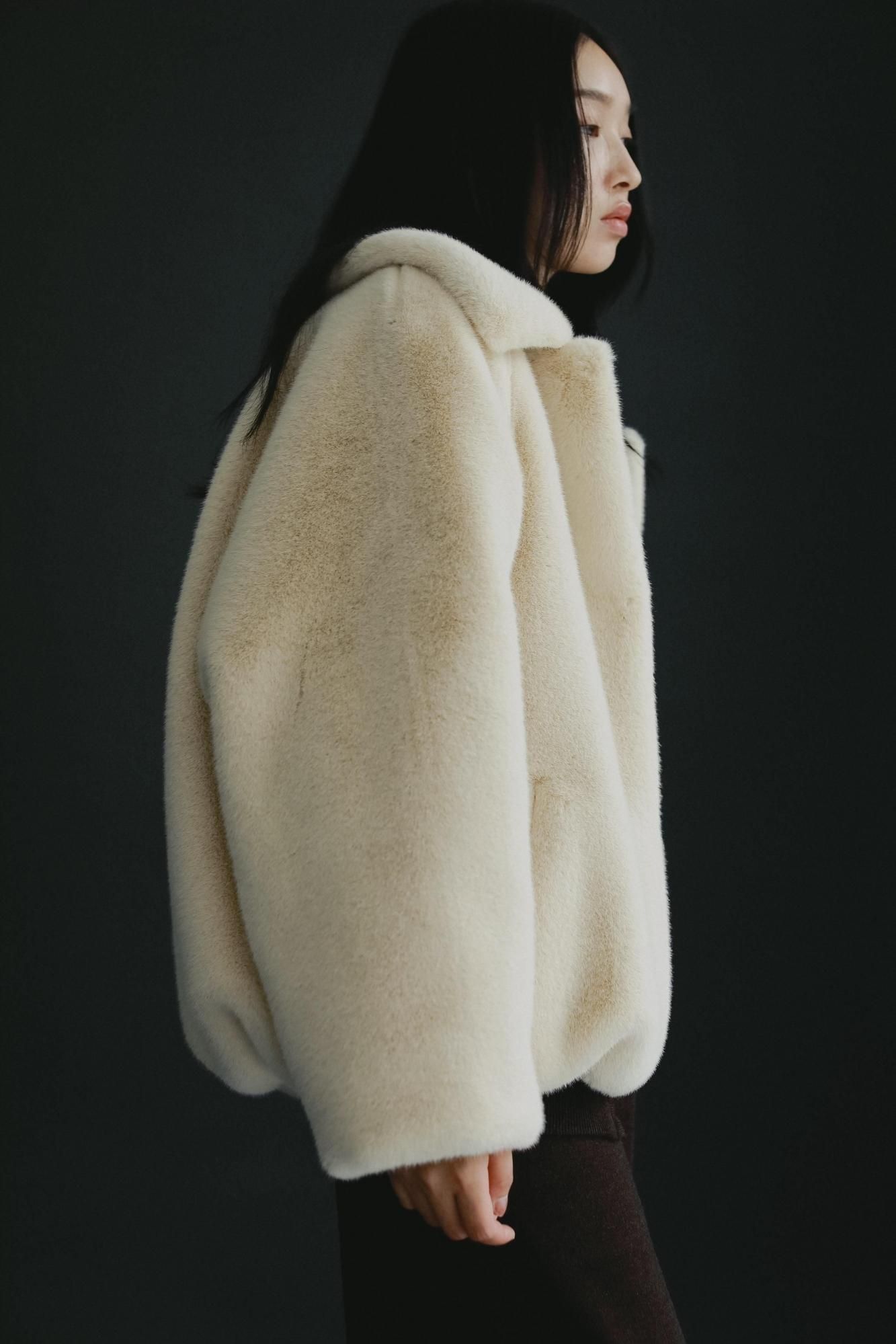 rielle riche Fur Coat(Ivory) ファーコートアイボリー ファーコート(アイボリー)