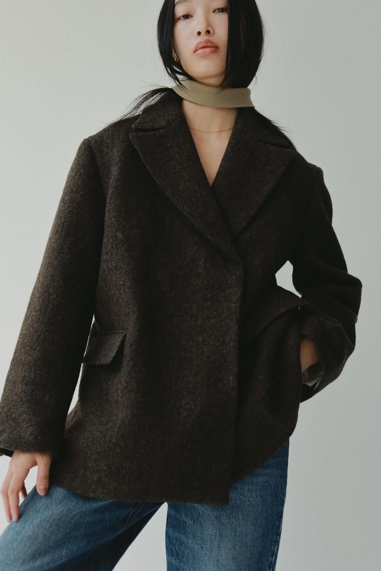 ウールジャケットコート（ブラウン）