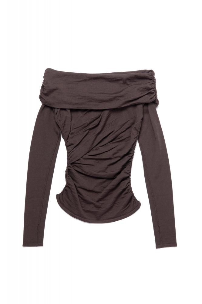RIELLE riche - ͽOff-Shoulder Knit Tops(Brown)