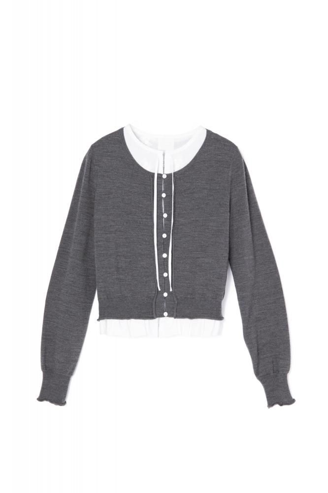 RIELLE riche - ͽLace Docking Knit Tops(Gray)