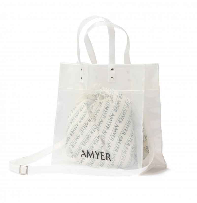 AMYER - 2Wayクリアスクエアバッグ(ホワイト)<img class='new_mark_img2' src='https://img.shop-pro.jp/img/new/icons16.gif' style='border:none;display:inline;margin:0px;padding:0px;width:auto;' />