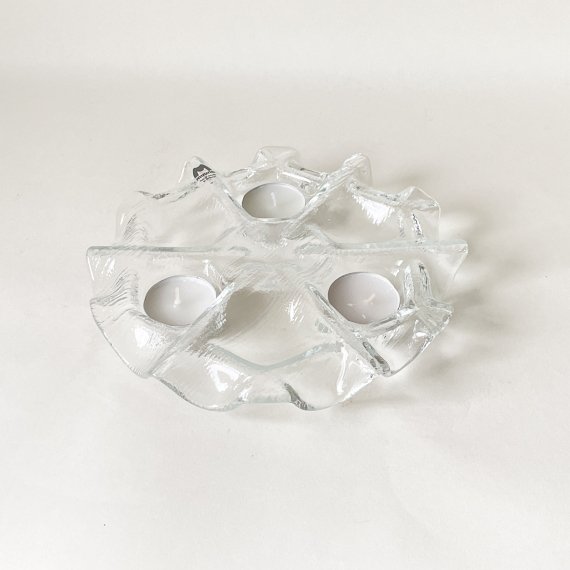 GLASS CANDLE HOLDER | snow flake