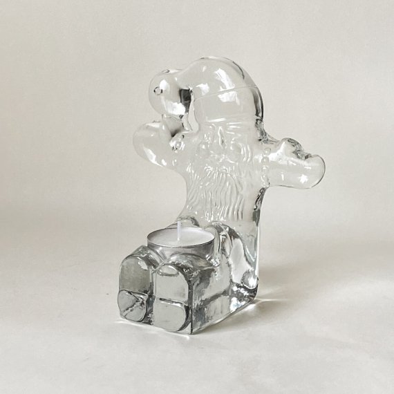 GLASS CANDLE HOLDER | santa