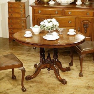 英国イギリスアンティーク家具 1890年代 ティルトップ オーバルテーブル カフェテーブル 楕円 ヴィクトリアン インレイ 折畳み A265W